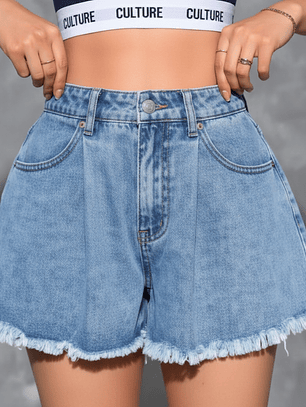 SHORT DE DENIM DE PRETINA ALTA