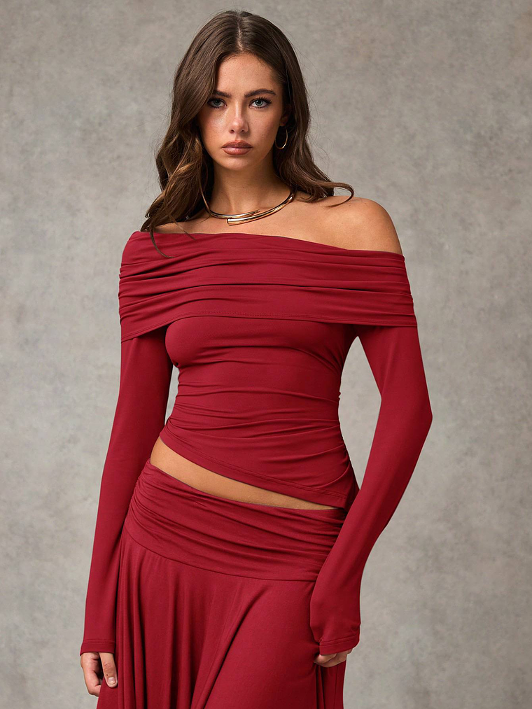 BLUSA MANGA LARGA AJUSTADA TENDENCIA  1