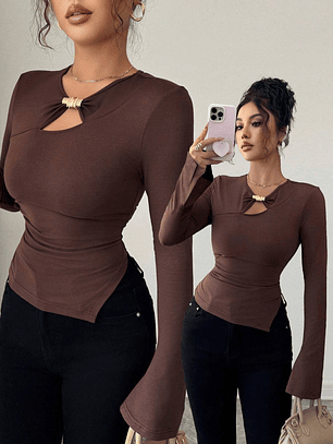 BLUSA MANGA LARGA AJUSTADA TENDENCIA 