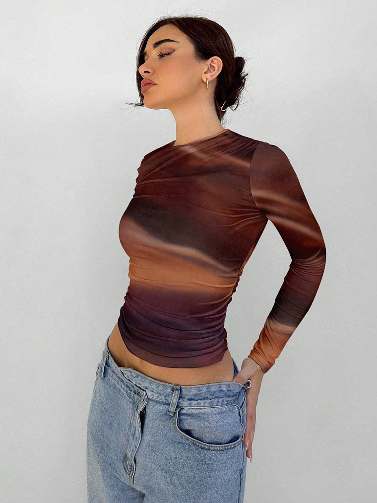 BLUSA MANGA LARGA AJUSTADA TENDENCIA  1