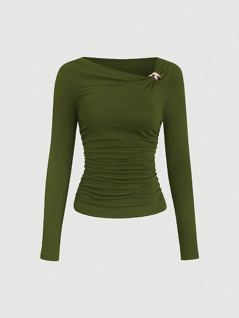 BLUSA MANGA LARGA AJUSTADA TENDENCIA  1