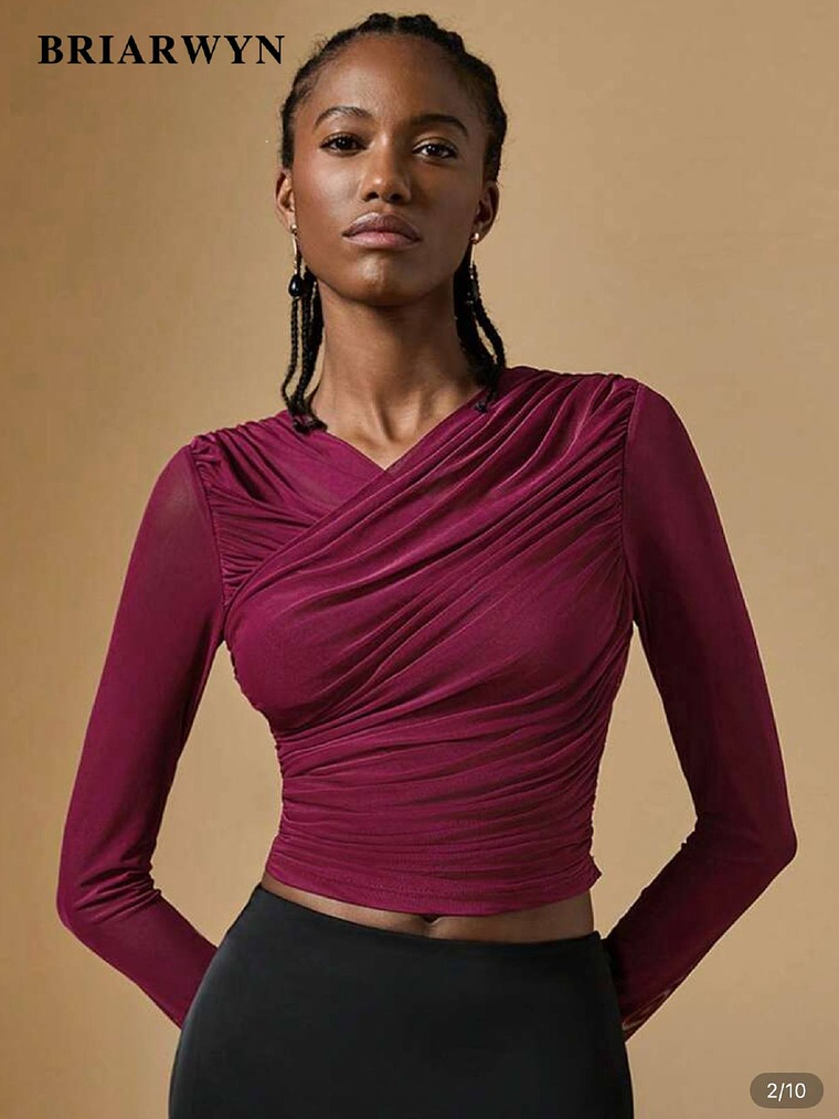 BLUSA MANGA LARGA AJUSTADA TENDENCIA  1