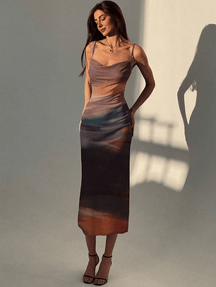 VESTIDO LARGO AJUSTADO TENDENCIA 