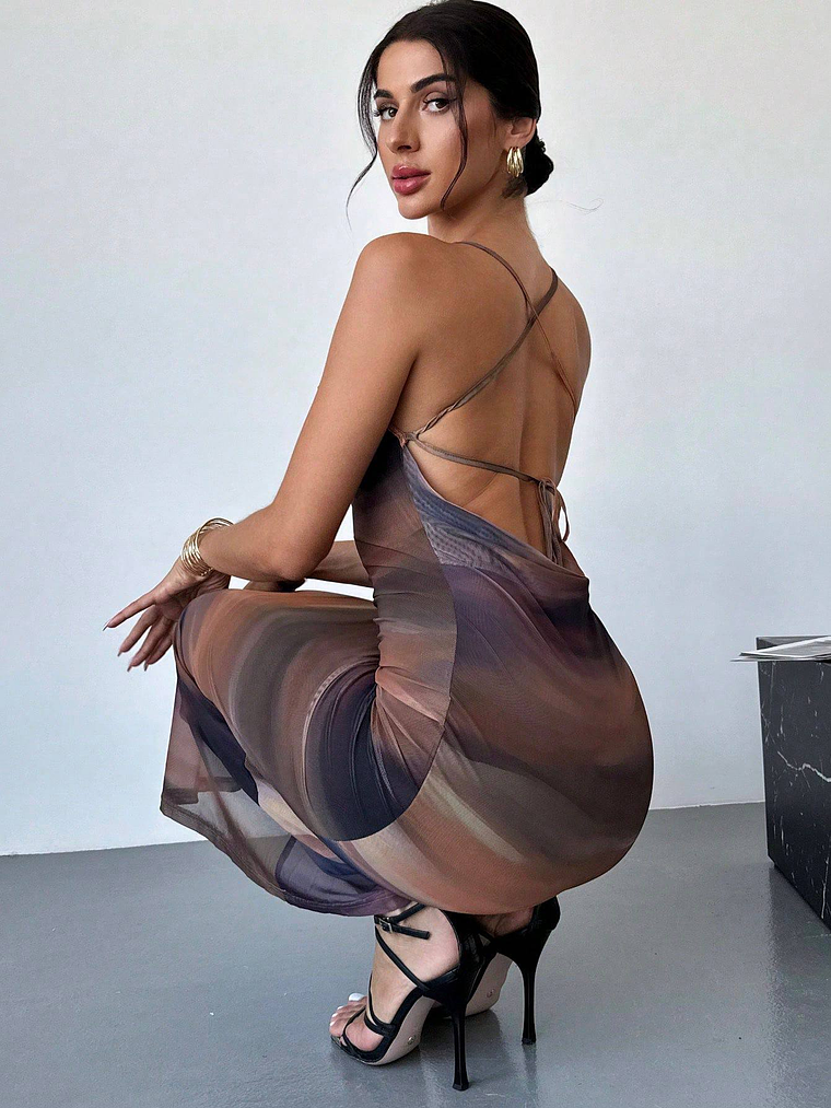 VESTIDO LARGO AJUSTADO TENDENCIA  1