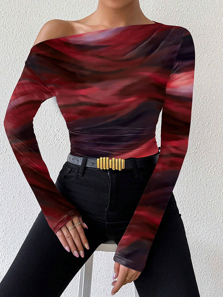 BLUSA MANGA LARGA AJUSTADA TENDENCIA  1