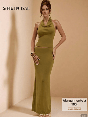 CONJUNTO TOP TENDENCIA Y FALDA AJUSTADA 