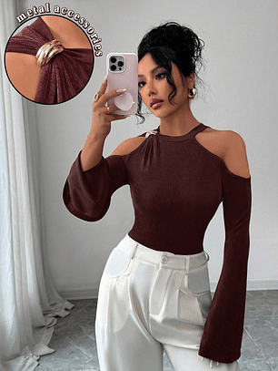 BLUSA MANGA LARGA AJUSTADA TENDENCIA 