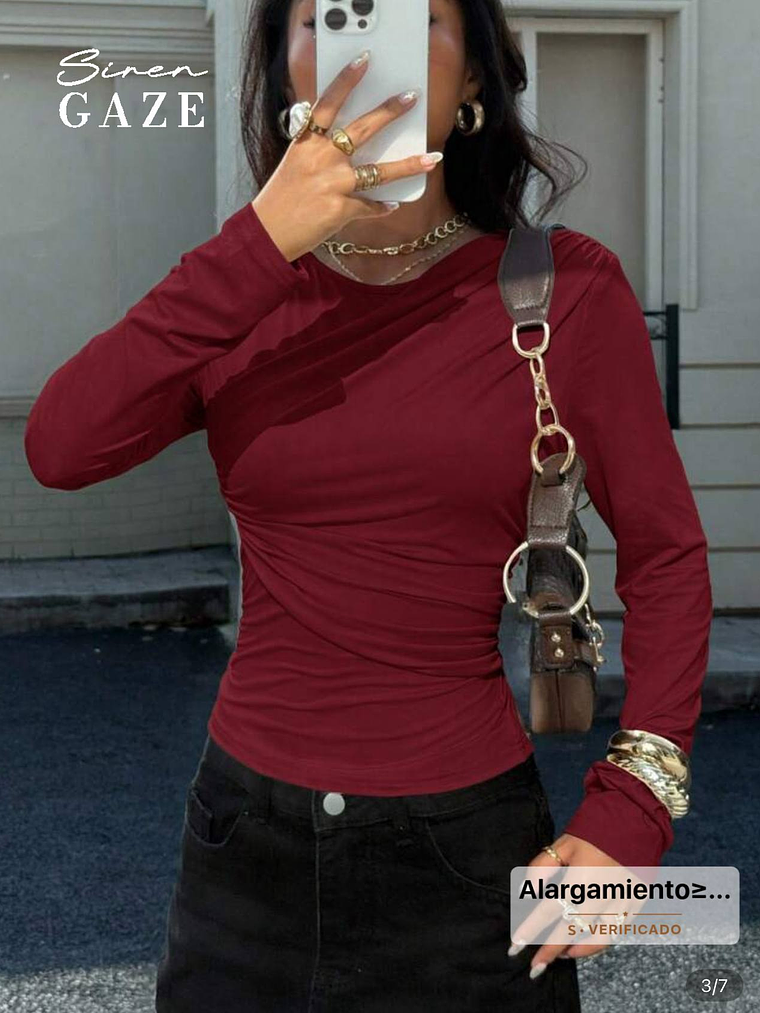 BLUSA MANGA LARGA AJUSTADA TENDENCIA  1