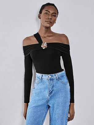 BLUSA MANGA LARGA AJUSTADA TENDENCIA 