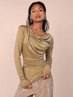 BLUSA MANGA LARGA AJUSTADA TENDENCIA 