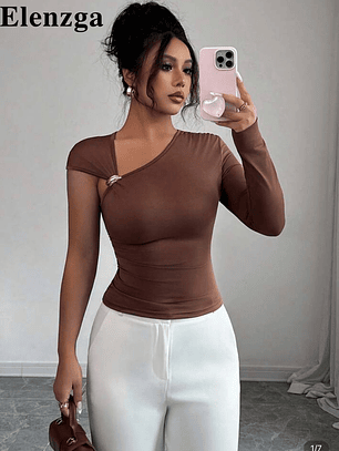 BLUSA MANGA LARGA AJUSTADA TENDENCIA 