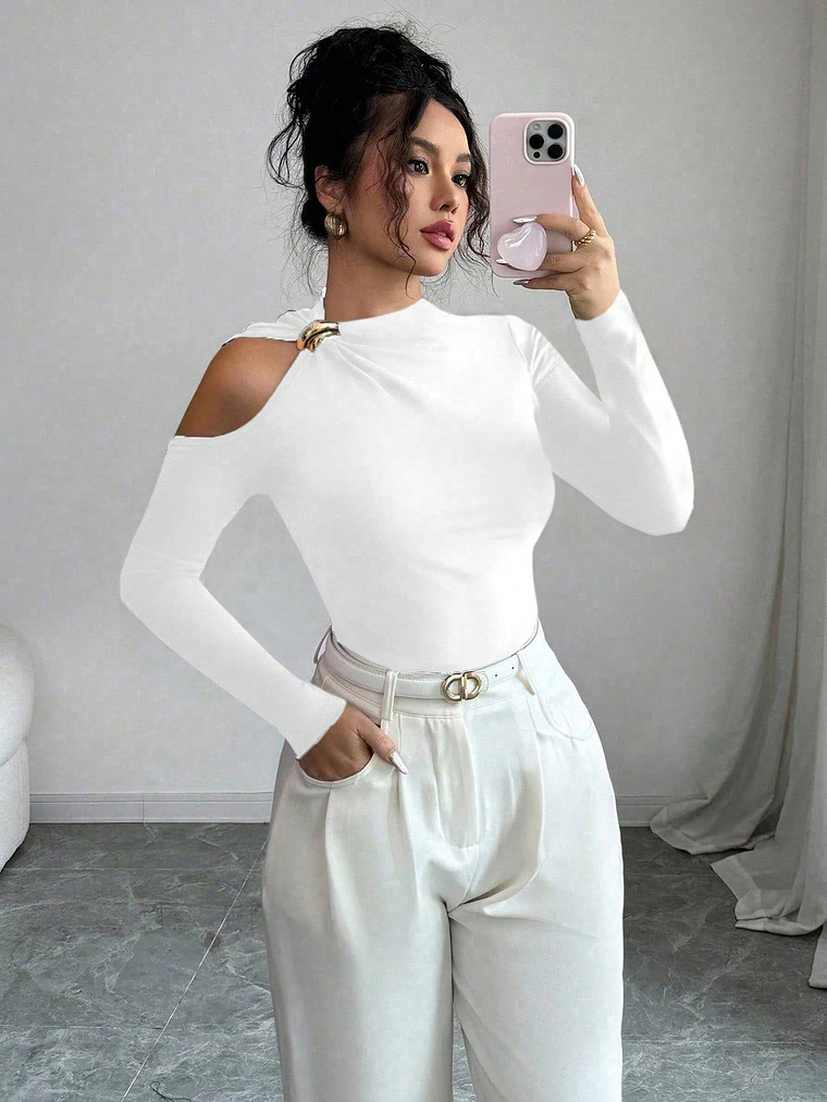 BLUSA MANGA LARGA AJUSTADA TENDENCIA  1