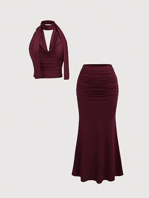 CONJUNTO DE TOP Y FALDA TENDENCIA 