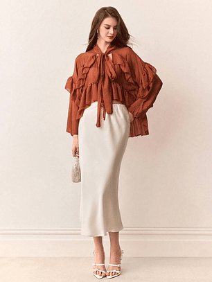 BLUSA ELEGANTE DE LAZO EN EL CUELLO 