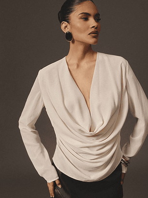BLUSA ELEGANTE CUELLO DRAPEADO 