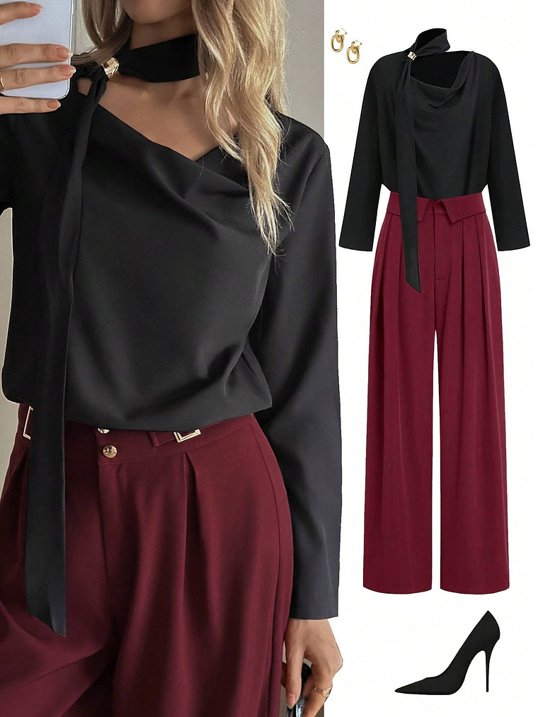 BLUSA ELEGANTE DETALLE EN EL CUELLO  1