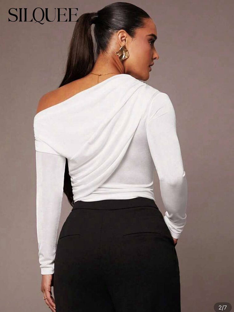 BLUSA MANGA LARGA AJUSTADA TENDENCIA  2