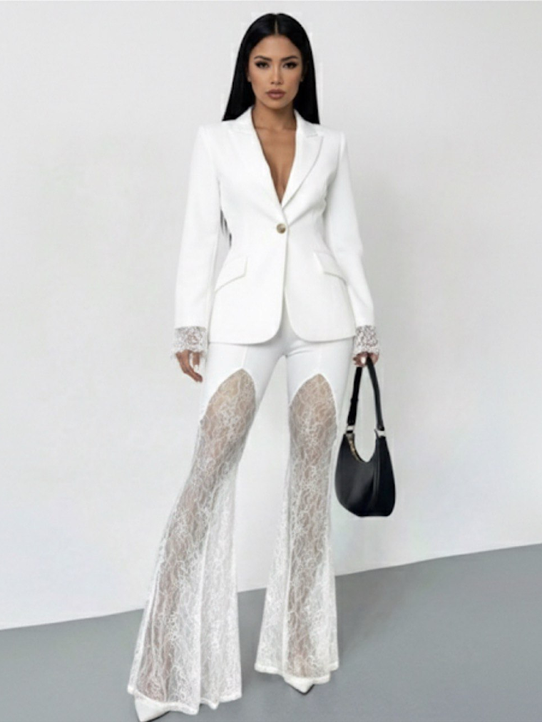 CONJUNTO TRAJE DE BLAZER Y PANTALON DE BLONDA  3