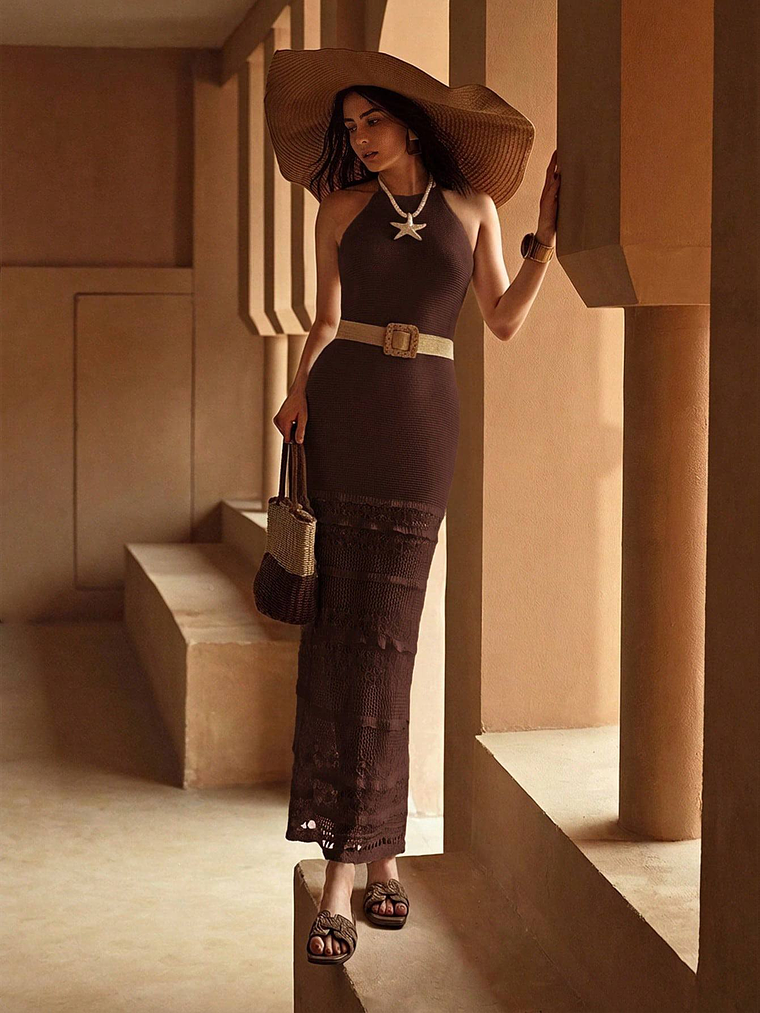 VESTIDO LARGO AJUSTADO TENDENCIA  1