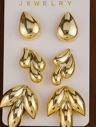 SET DE 3 PARES DE PENDIENTES MATERIAL LIVIANO