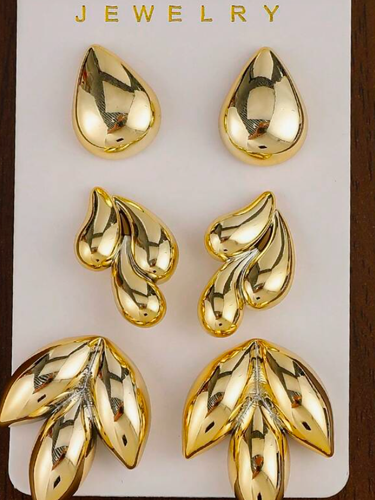 SET DE 3 PARES DE PENDIENTES MATERIAL LIVIANO 1