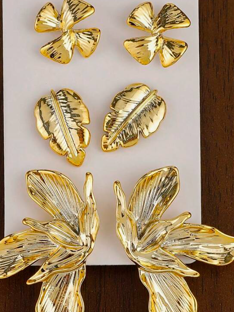 SET DE 3 PARES DE PENDIENTES MATERIAL LIVIANO 2