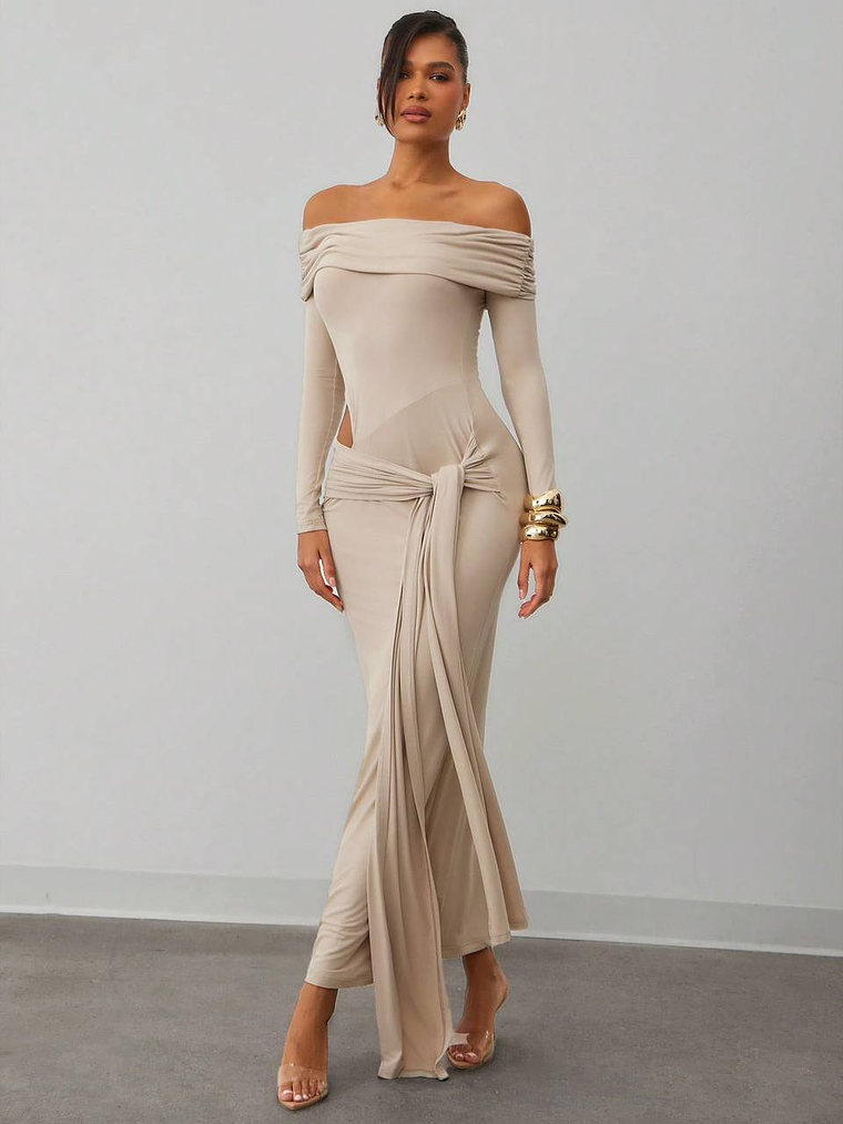 VESTIDO LARGO AJUSTADO TENDENCIA  1