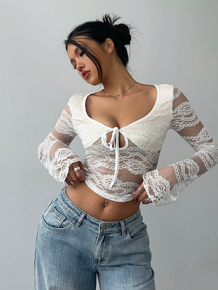 BLUSA DE ENCAJE BLANCO  1