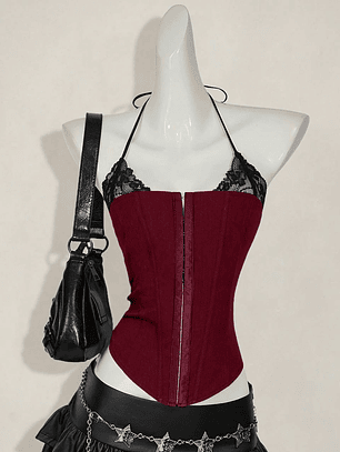 TOP TIPO CORSET CON ENCAJE 