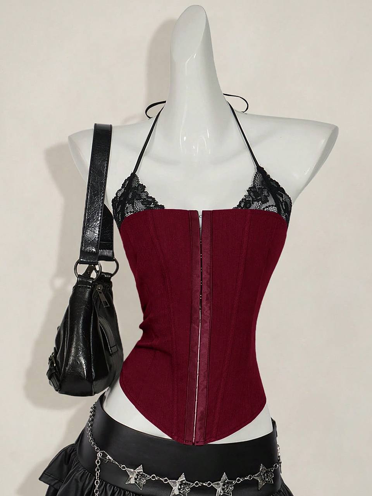 TOP TIPO CORSET CON ENCAJE  1