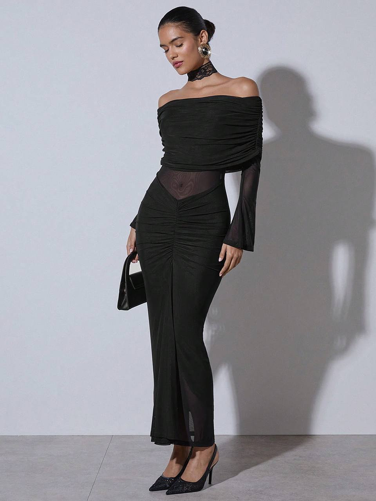 VESTIDO LARGO AJUSTADO TENDENCIA  1