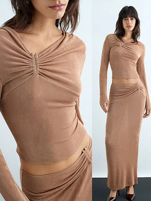 BLUSA MANGA LARGA AJUSTADA TENDENCIA 