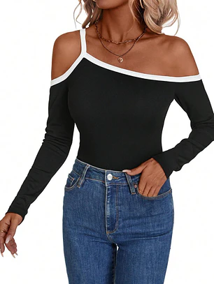 BLUSA MANGA LARGA AJUSTADA TENDENCIA 