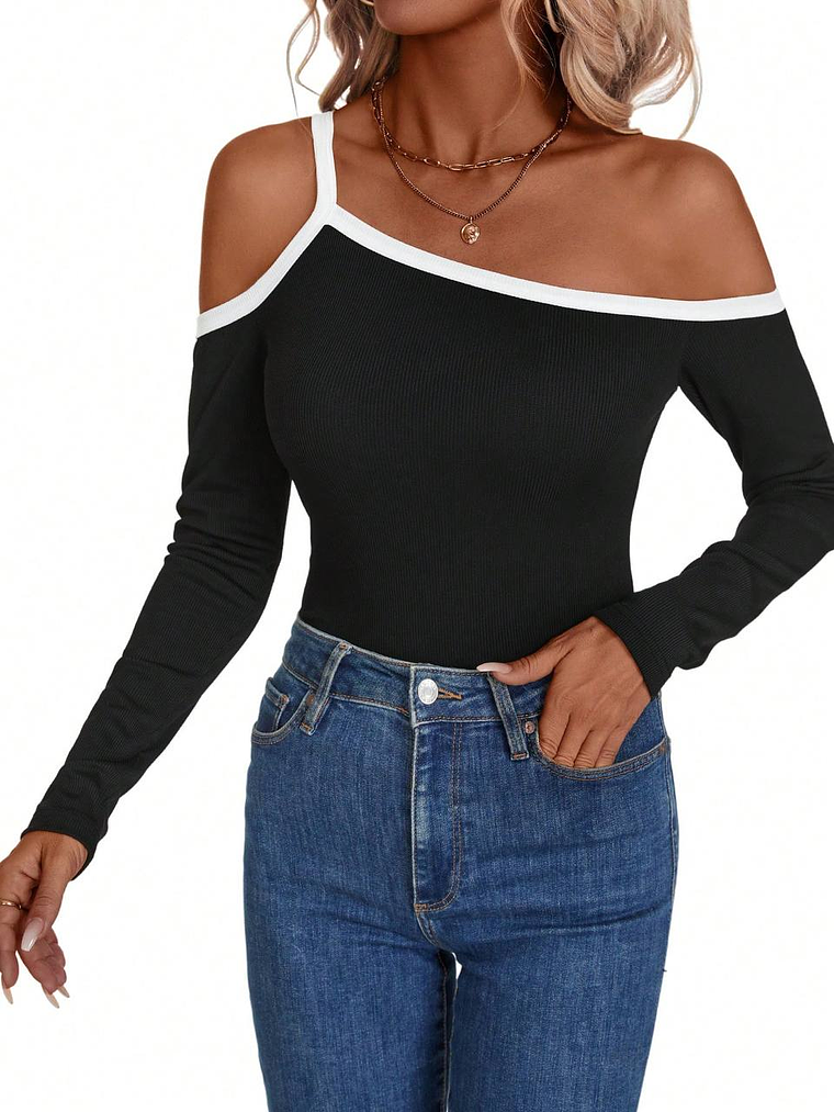 BLUSA MANGA LARGA AJUSTADA TENDENCIA  1