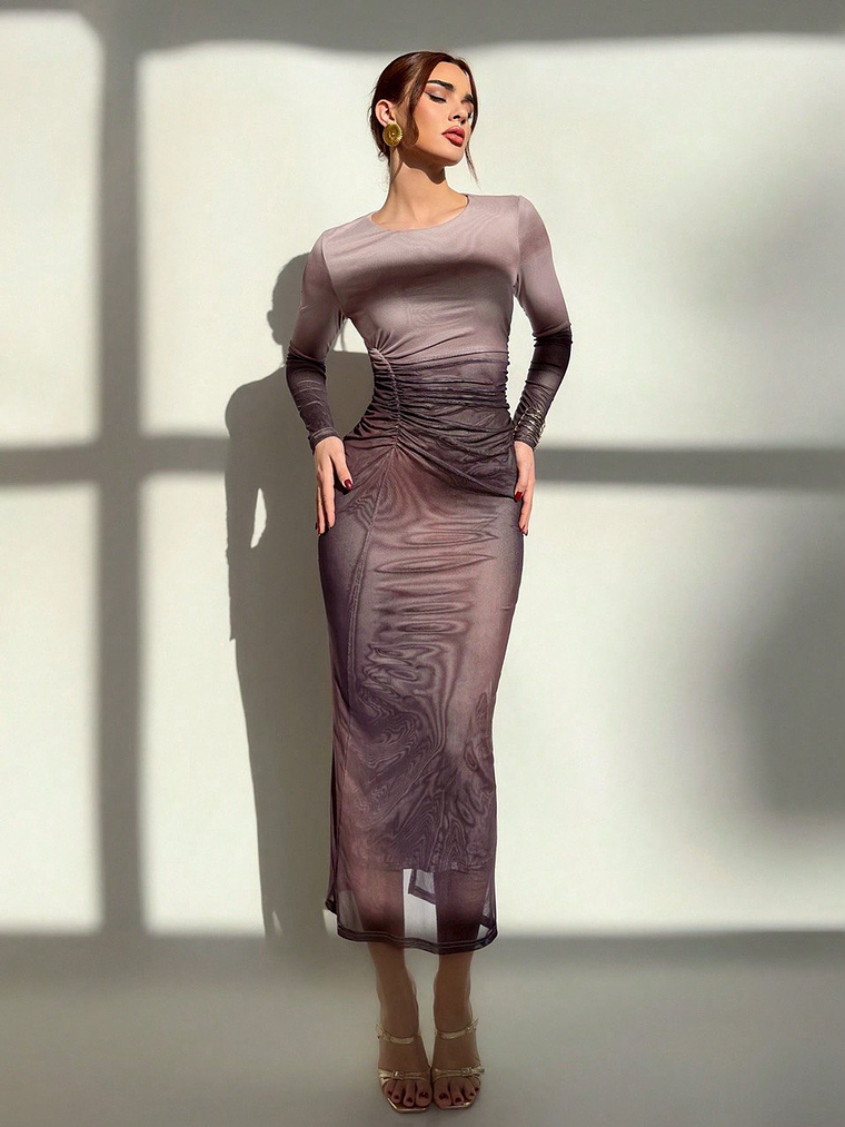 VESTIDO LARGO AJUSTADO TENDENCIA  1