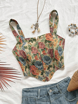 TOP DE FLORES TIPO CORSET 