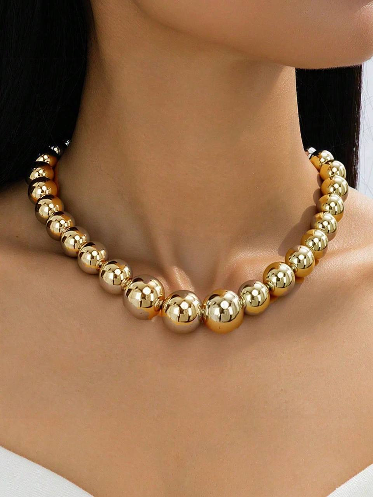 COLLAR DE ESFERAS DORADO TENDENCIA  1