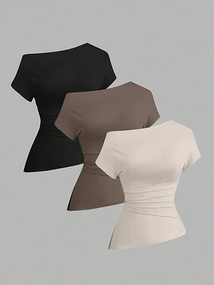 BLUSA BASICA MANGA ASIMETRICA CASUAL 