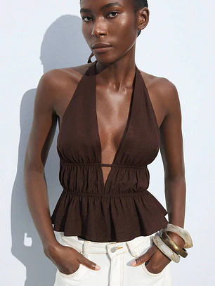 BLUSA ESCOTE CUELLO V TENDENCIA 