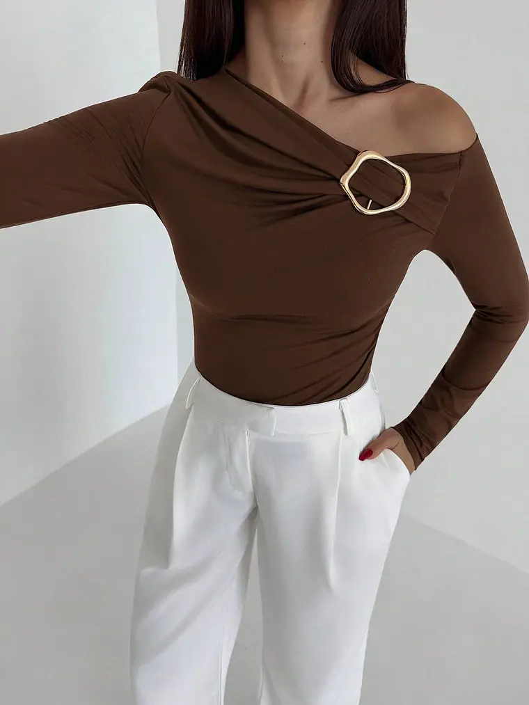 BLUSA MANGA LARGA AJUSTADA TENDENCIA  1