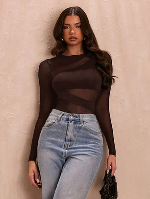 BODY CON TRANSPARENCIA TENDENCIA DAMA 