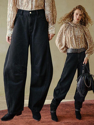 JEANS DE PIERNA DE BARRIL NEGROS
