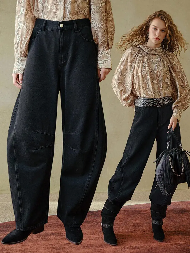 JEANS DE PIERNA DE BARRIL NEGROS 1