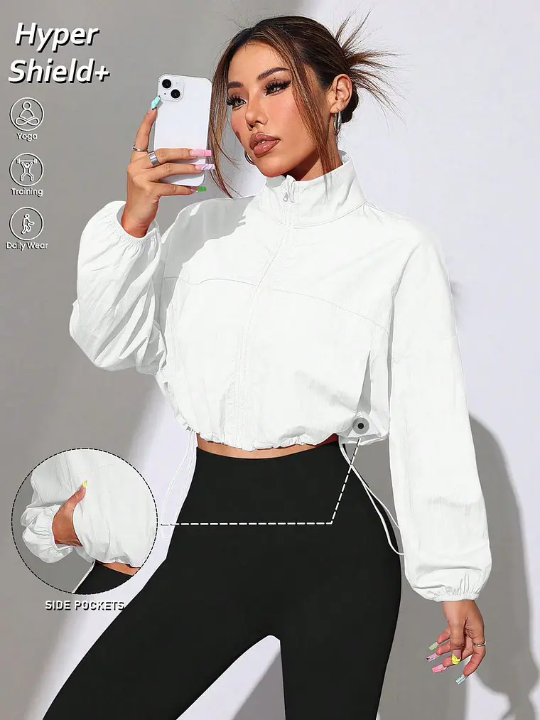 CHAQUETA CON CAPUCHA CASUAL DE MANGA LARGA CON CREMALLERA DELANTERA 2