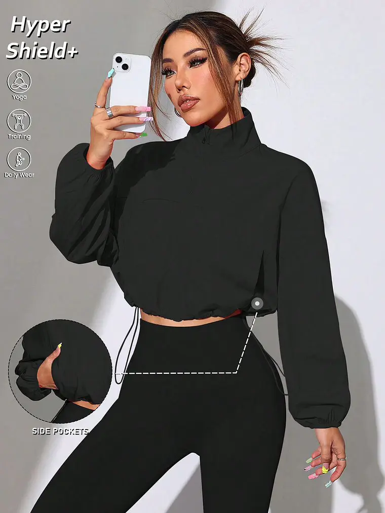 CHAQUETA CON CAPUCHA CASUAL DE MANGA LARGA CON CREMALLERA DELANTERA 3