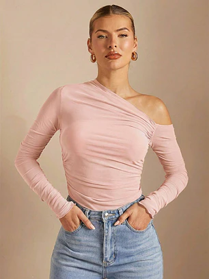 BLUSA DE MALLA TRANSPARENTE CON TOP CORTO DE FORRO