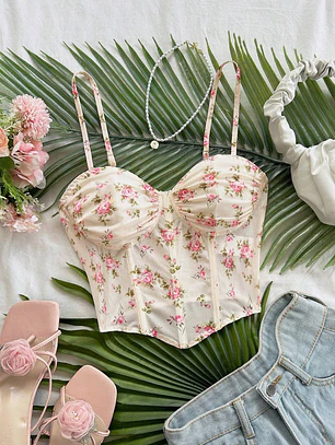 TOP DE FLORES TIPO CORSET 