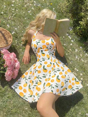 VESTIDO CORTO ESTAMPADO DE LIMON