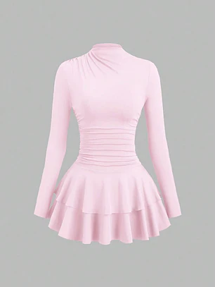 VESTIDO CORTO ROSADO PASTEL