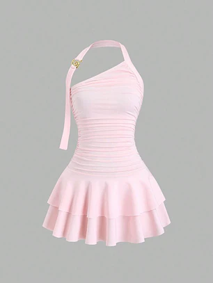 VESTIDO CORTO ROSADO PASTEL